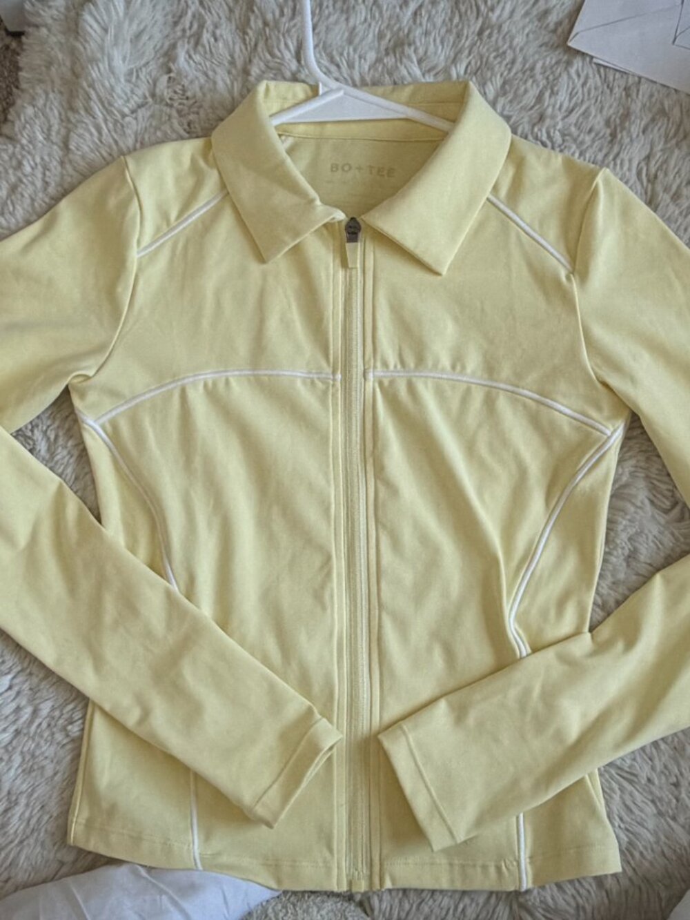Bo+Tee Soft Active Contrast Zip-Up Jacket in Lemon Yellow - Size S - Picture 2 of 6